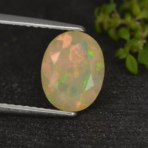 1.14캐럿 천연 멀티컬러 오팔, 타원형 컷, 9.4×7.3 mm, 투명한