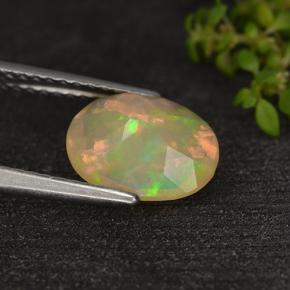 1.14캐럿 천연 멀티컬러 오팔, 타원형 컷, 9.4×7.3 mm, 투명한