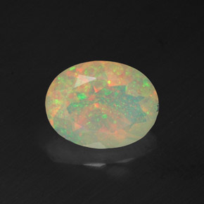 1.26캐럿 천연 멀티컬러 오팔, 투명한, 9.2×7.1 mm, 투명/반투명