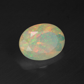 1.26캐럿 천연 멀티컬러 오팔, 투명한, 9.2×7.1 mm, 투명/반투명