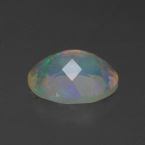 1.23캐럿 천연 멀티컬러 오팔, 타원형 컷, 9.1×7.1 mm, 투명한