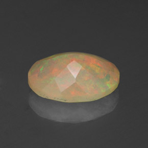 1.14캐럿 천연 멀티컬러 오팔, 타원형 컷, 9.2×7.1 mm, 투명한