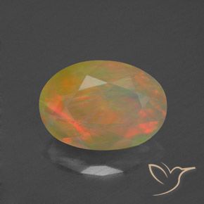 1.21ct 자연스러운 다색 오팔, 타원형, 투명/반투명