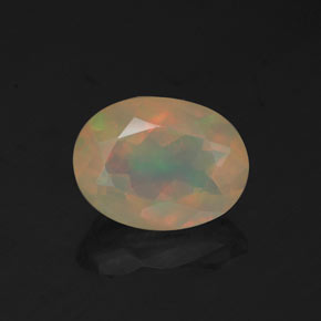 0.97캐럿 천연 멀티컬러 오팔, 타원형 컷, 8.2×6.2 mm, 투명한