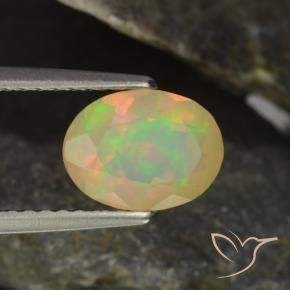 0.94캐럿 천연 멀티컬러 오팔, 타원형 컷, 8.2×6.2 mm, 투명한