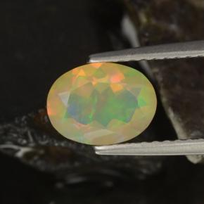 0.88캐럿 천연 멀티컬러 오팔, 타원형 컷, 8.3×6.2 mm, 투명한