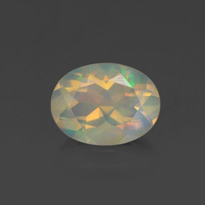 0.98캐럿 천연 멀티컬러 오팔, 타원형 컷, 8.2×6.2 mm, 투명한