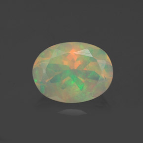 0.92캐럿 천연 멀티컬러 오팔, 타원형 컷, 8.2×6.2 mm, 투명한