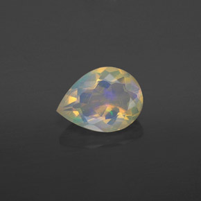 0.74캐럿 천연 멀티컬러 오팔, 배 모양, 8.2×6.1 mm, 투명한
