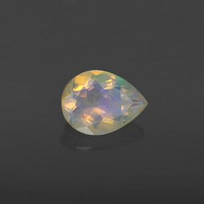 0.74캐럿 천연 멀티컬러 오팔, 배 모양, 8.2×6.1 mm, 투명한