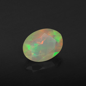 1.06캐럿 천연 멀티컬러 오팔, 타원형 컷, 8.6×6.5 mm, 투명한