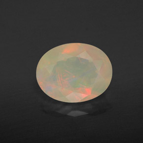 1.29캐럿 천연 멀티컬러 오팔, 타원형 컷, 9.2×7.2 mm, 투명한