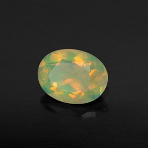 0.94캐럿 천연 멀티컬러 오팔, 타원형 컷, 8.4×6.4 mm, 투명한