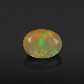 0.98캐럿 천연 멀티컬러 오팔, 투명한, 8.2×6.1 mm, 투명/반투명