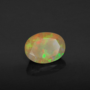 0.98캐럿 천연 멀티컬러 오팔, 투명한, 8.2×6.1 mm, 투명/반투명