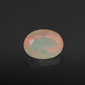 0.88캐럿 천연 멀티컬러 오팔, 투명한, 8.2×6.1 mm, 투명/반투명