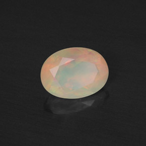 0.88캐럿 천연 멀티컬러 오팔, 투명한, 8.2×6.1 mm, 투명/반투명