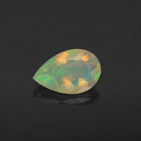 0.58캐럿 천연 멀티컬러 오팔, 배 모양, 8.1×5.2 mm, 투명한