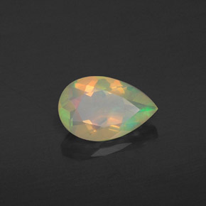 0.58캐럿 천연 멀티컬러 오팔, 배 모양, 8.1×5.2 mm, 투명한