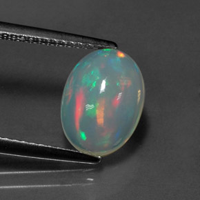 1.72캐럿 천연 멀티컬러 오팔, 타원형 컷, 10.8×7.9 mm, 투명한