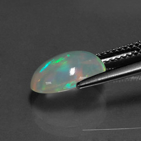 1.72캐럿 천연 멀티컬러 오팔, 타원형 컷, 10.8×7.9 mm, 투명한
