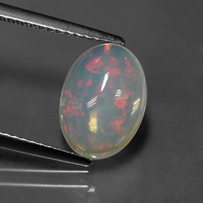 2.01캐럿 천연 멀티컬러 오팔, 타원형 컷, 11.2×8.2 mm, 투명한