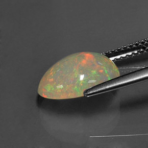 2.19캐럿 천연 멀티컬러 오팔, 투명한, 11.4×8.9 mm, 투명/반투명