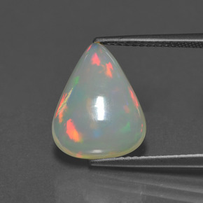 3.53캐럿 천연 화이트 오팔, 배 모양, 14.3×11.1 mm, 투명한