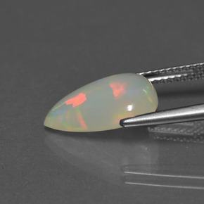 3.53캐럿 천연 화이트 오팔, 배 모양, 14.3×11.1 mm, 투명한