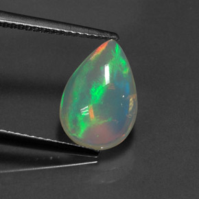 2.08캐럿 천연 멀티컬러 오팔, 배 모양, 12.7×8.6 mm, 투명한