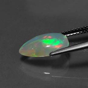 2.08캐럿 천연 멀티컬러 오팔, 배 모양, 12.7×8.6 mm, 투명한