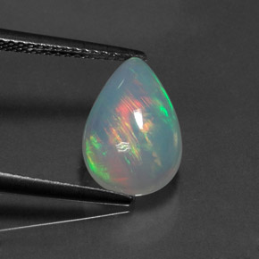 1.92캐럿 천연 멀티컬러 오팔, 배 모양, 12.8×8.6 mm, 투명한