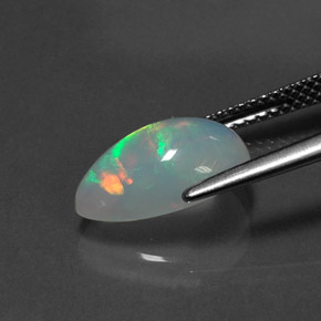 1.92캐럿 천연 멀티컬러 오팔, 배 모양, 12.8×8.6 mm, 투명한