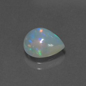 2.00캐럿 천연 멀티컬러 오팔, 배 모양, 10.7×9.7 mm, 투명한