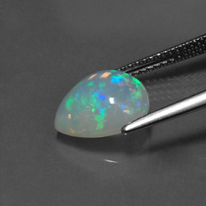 2.00캐럿 천연 멀티컬러 오팔, 배 모양, 10.7×9.7 mm, 투명한