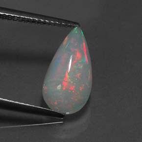 2.18캐럿 천연 멀티컬러 오팔, 배 모양, 14.4×7.5 mm, 투명한
