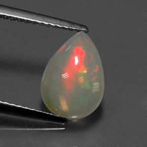 1.80캐럿 천연 멀티컬러 오팔, 배 모양, 10.8×7.7 mm, 투명한