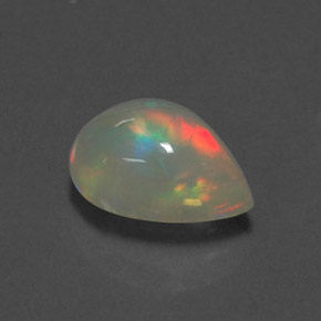 1.80캐럿 천연 멀티컬러 오팔, 배 모양, 10.8×7.7 mm, 투명한