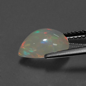 1.80캐럿 천연 멀티컬러 오팔, 배 모양, 10.8×7.7 mm, 투명한