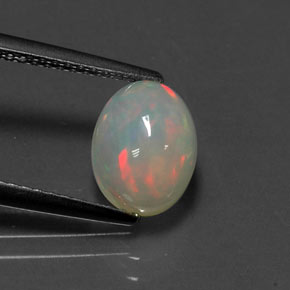 1.38캐럿 천연 멀티컬러 오팔, 투명한, 9×7 mm, 투명/반투명