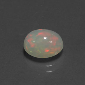 1.38캐럿 천연 멀티컬러 오팔, 투명한, 9×7 mm, 투명/반투명