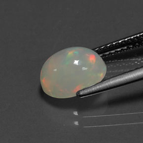 1.38캐럿 천연 멀티컬러 오팔, 투명한, 9×7 mm, 투명/반투명