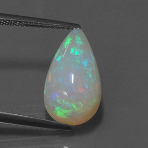 4.05캐럿 천연 멀티컬러 오팔, 투명한, 16.7×9.2 mm, 투명/반투명