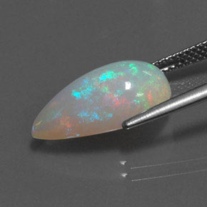4.05캐럿 천연 멀티컬러 오팔, 투명한, 16.7×9.2 mm, 투명/반투명