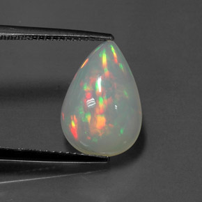3.12캐럿 천연 멀티컬러 오팔, 투명한, 14.5×10 mm, 투명/반투명
