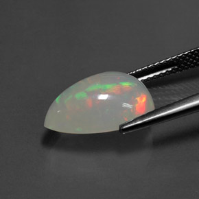 3.12캐럿 천연 멀티컬러 오팔, 투명한, 14.5×10 mm, 투명/반투명