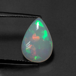 2.21캐럿 천연 멀티컬러 오팔, 투명한, 14.7×10.2 mm, 투명/반투명