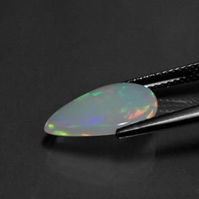 2.21캐럿 천연 멀티컬러 오팔, 투명한, 14.7×10.2 mm, 투명/반투명