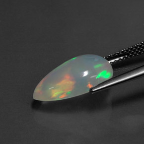 2.78캐럿 천연 멀티컬러 오팔, 투명한, 14.9×9.1 mm, 투명/반투명
