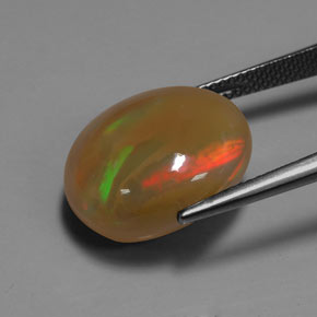 9.93캐럿 천연 멀티컬러 오팔, 타원형 컷, 16.6×14.6 mm, 투명한